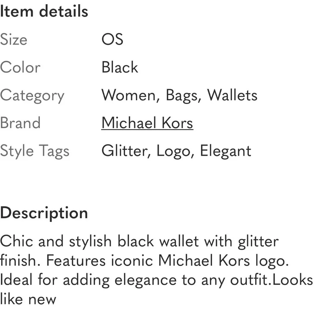 Michael Kors Black Glitter full size long clutch wallet  EUC